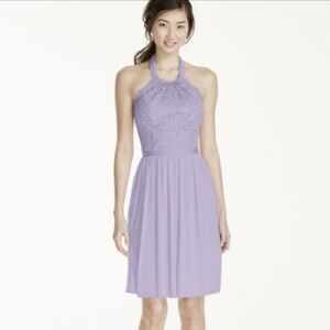David's Bridal iris halter mesh mini bridesmaid dress size 10